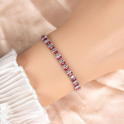 新款長方形鋯石手鏈歐美流行女爆款可調節鋯石誕生石手飾