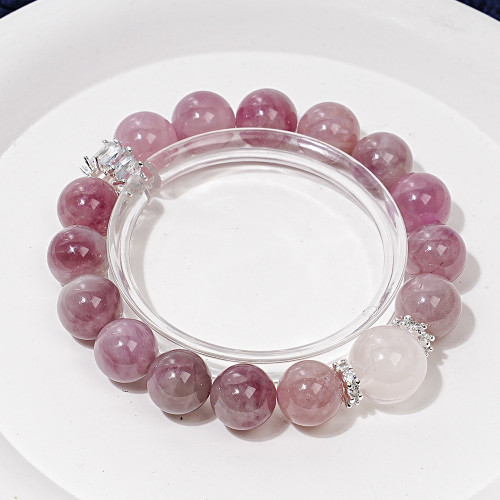 【蜜桃微醺】高貨天然紫馬粉水晶女手鏈款時尚單圈星光粉手串