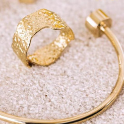 自然腐蝕效果 做舊戒指 鈦鋼電鍍18k金