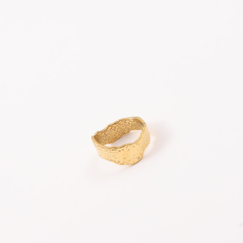 自然腐蝕效果 做舊戒指 鈦鋼電鍍18k金