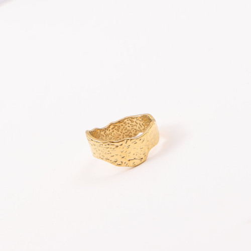 自然腐蝕效果 做舊戒指 鈦鋼電鍍18k金