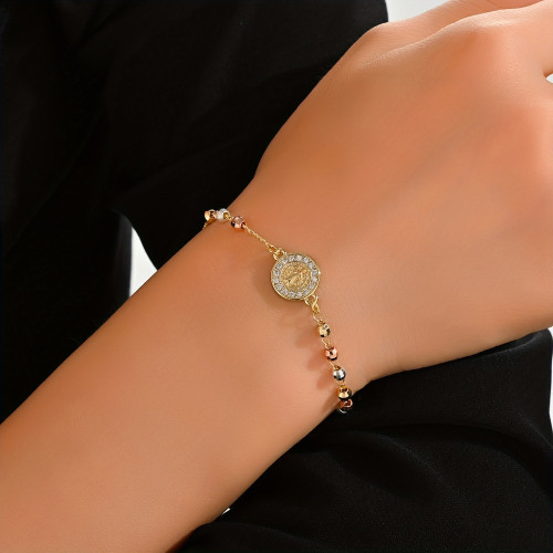 新款流行十字架手鏈氣質彩色高級感輕奢微鑲珠鍊不掉色手飾 新款流行十字架手鏈氣質彩色高級感輕奢微鑲珠鍊不掉色手飾