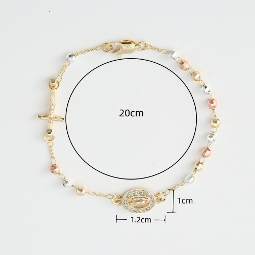 新款流行十字架手鏈氣質彩色高級感輕奢微鑲珠鍊不掉色手飾 新款流行十字架手鏈氣質彩色高級感輕奢微鑲珠鍊不掉色手飾