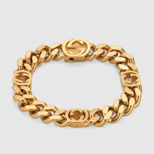 古家雙G互釦標飾雕刻花手鏈個性霸氣經典歐美風車花項鍊男女同款