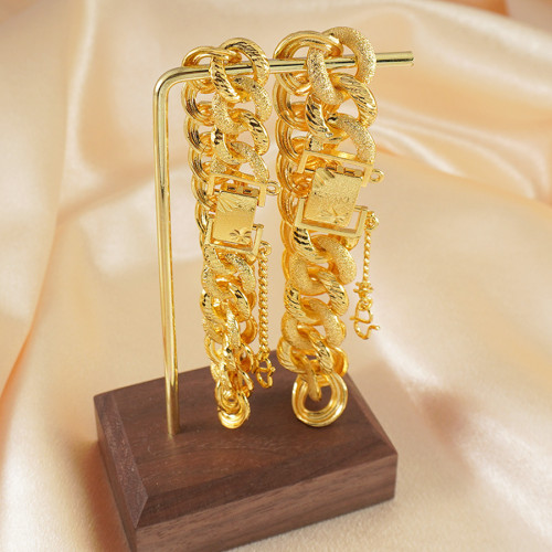 奢華24K鍍金磨砂古巴鏈手鏈女款,嘻哈風格,適合婚禮與日常華麗 奢華24K鍍金磨砂古巴鏈手鏈女款,嘻哈風格,適合婚禮與日常華麗