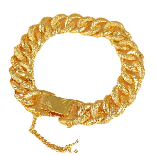 奢華24K鍍金磨砂古巴鏈手鏈女款,嘻哈風格,適合婚禮與日常華麗 奢華24K鍍金磨砂古巴鏈手鏈女款,嘻哈風格,適合婚禮與日常華麗