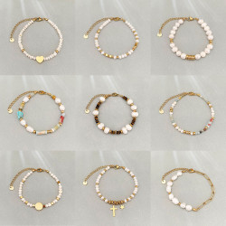 天然淡水珍珠手鏈 復古時尚百搭輕奢高級感鍍18K金鈦鋼手鏈女