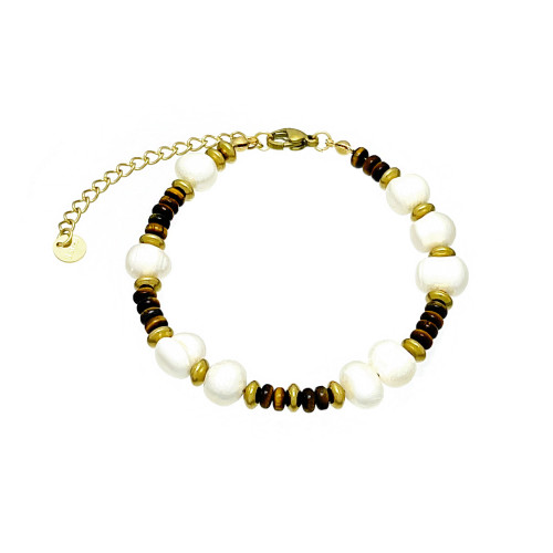 天然淡水珍珠手鏈 復古時尚百搭輕奢高級感鍍18K金鈦鋼手鏈女