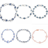 GVC紀家新款女士墨蘭方鑽菱形藍色水晶手鏈輕奢時尚網紅小衆設計