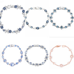 GVC紀家新款女士墨蘭方鑽菱形藍色水晶手鏈輕奢時尚網紅小衆設計