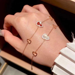 鍍真金強保色滿鑽白貝母葫蘆手鏈女國風氣質天然紅瑪瑙葫蘆手飾