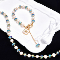 手工天然水晶女式珍珠手鏈項鍊OT釦吊墜手串新中式擺攤