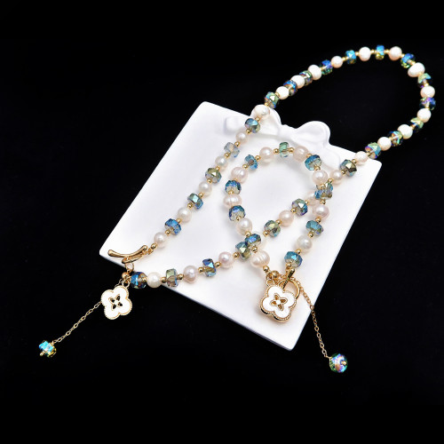 手工天然水晶女式珍珠手鏈項鍊OT釦吊墜手串新中式擺攤 手工天然水晶女式珍珠手鏈項鍊OT釦吊墜手串新中式擺攤