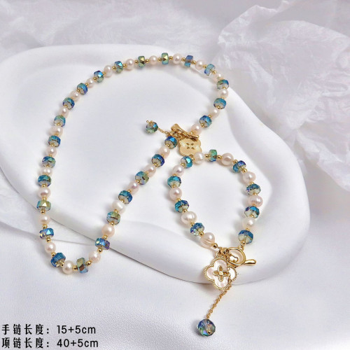 手工天然水晶女式珍珠手鏈項鍊OT釦吊墜手串新中式擺攤 手工天然水晶女式珍珠手鏈項鍊OT釦吊墜手串新中式擺攤