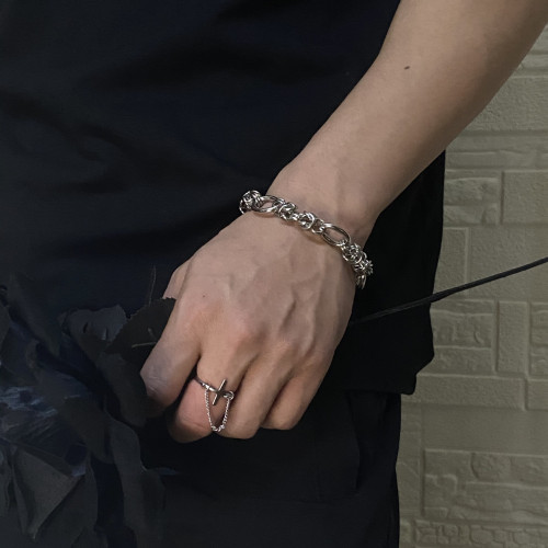 冷淡風復古手鏈ins小衆設計輕奢手飾韓版搭配潮流情侶配飾鈦鋼手