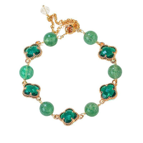 紫水晶四葉草手鏈輕奢感時尚幸運草手鏈手飾高顔值簡約紫水晶手串