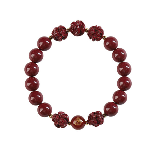 寓福祥經典款硃砂本命年三合六合手串女款原礦高含量紫金砂手鏈男