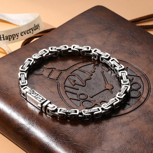 翔栩泰銀六字真言手鏈男貔貅男士手環做舊泰銀飾品百搭手飾品