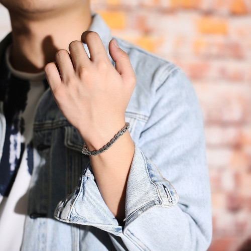 翔栩泰銀六字真言手鏈男貔貅男士手環做舊泰銀飾品百搭手飾品