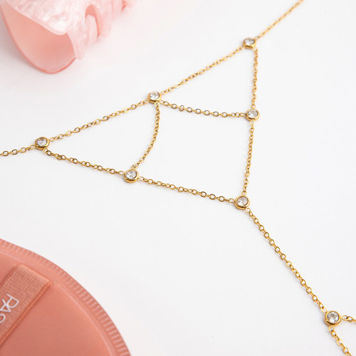 靜俏歐美鋯石連指手鏈輕奢高級感流蘇不鏽鋼手飾飾品小衆設計 靜俏歐美鋯石連指手鏈輕奢高級感流蘇不鏽鋼手飾飾品小衆設計