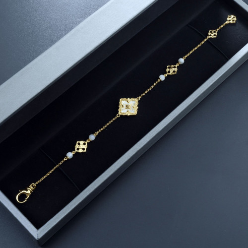 意大利布契四葉草單花三花手鏈女復古宮廷天河石貝母拉絲五花手飾