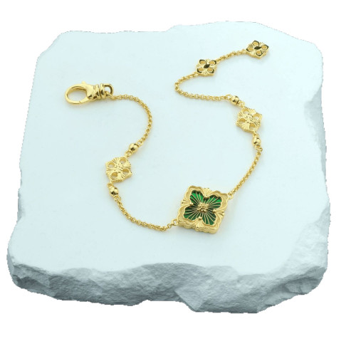 意大利布契四葉草單花三花手鏈女復古宮廷天河石貝母拉絲五花手飾