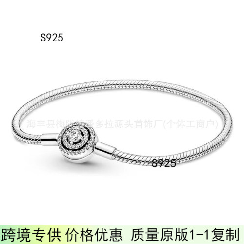 潘家s925純銀基礎蛇骨鏈搭配DIY散珠珠子米奇玫瑰金五角星手鏈