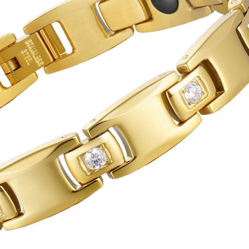 樂而美高檔不鏽鋼飾品鑲鑽鋯石磁石鈦鋼磁性手鏈情侶款