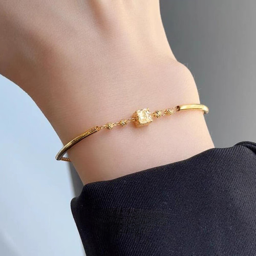 金店同款碎碎冰方糖彎琯手鏈女款久不掉色輕奢小衆設計感百搭手飾