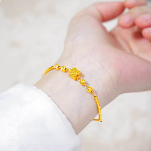 金店同款碎碎冰方糖彎琯手鏈女款久不掉色輕奢小衆設計感百搭手飾