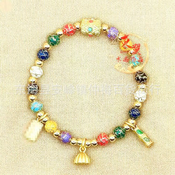 景區拿貨多寶純色景泰藍十全十美節節高手鏈香灰瓷金箔潘家園手串