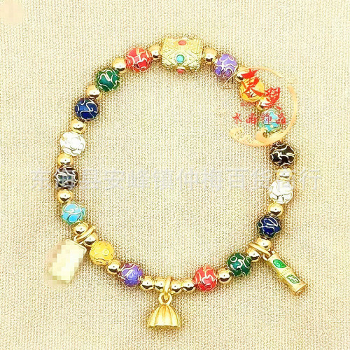 景區拿貨多寶純色景泰藍十全十美節節高手鏈香灰瓷金箔潘家園手串