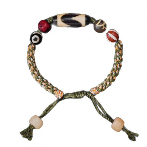 手工編織藏式彩繩天珠瑪瑙三眼配件搭配手繩手串復古文玩民族風