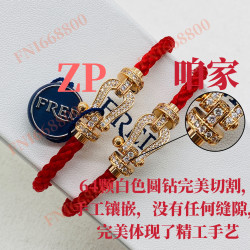 馬蹄釦費雷德紅繩手鏈情侶款男女手鐲18K玫瑰金本命年轉運DIY手繩