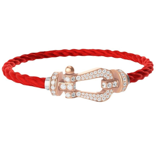 馬蹄釦費雷德紅繩手鏈情侶款男女手鐲18K玫瑰金本命年轉運DIY手繩