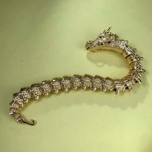 翔栩龍骨鏈立體龍手鏈男款霸氣龍頭帥氣個性高級高顔值廠 家