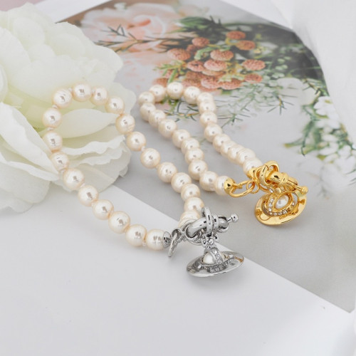 西太後巴洛克珍珠立體土星手鏈 項鍊 輕奢高級感龐克風手環 西太後巴洛克珍珠立體土星手鏈 項鍊 輕奢高級感龐克風手環