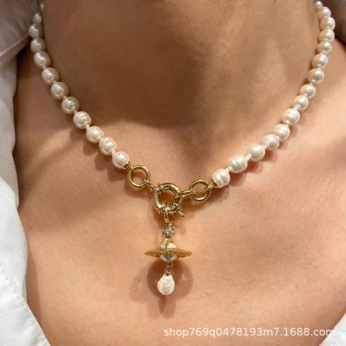 西太後巴洛克珍珠立體土星手鏈 項鍊 輕奢高級感龐克風手環 西太後巴洛克珍珠立體土星手鏈 項鍊 輕奢高級感龐克風手環