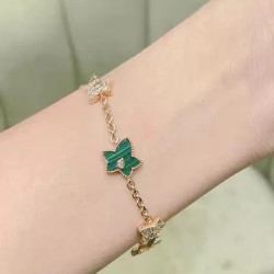 LOLA五角星手鏈女時尚百搭輕奢鑲鑽鍍18k金綠瑪瑙白貝手飾批