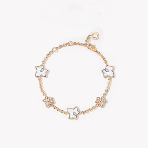 LOLA五角星手鏈女時尚百搭輕奢鑲鑽鍍18k金綠瑪瑙白貝手飾批