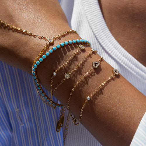 復古港風精緻手鏈女生18k金不鏽鋼小衆設計感雙層鏈條QT釦手鏈