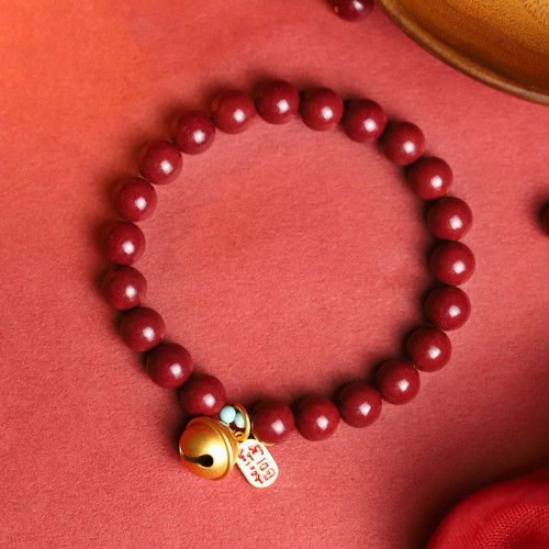 高含量硃砂紫金砂手串鈴鐺福牌手鏈女簡約禮品唸珠手串女款手飾