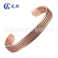 紅銅手鐲歐美創意款純銅磁性手環紫銅磁石手鏈飾品