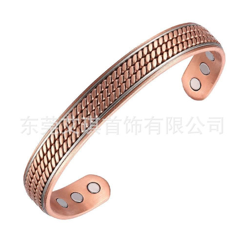 紅銅手鐲歐美創意款純銅磁性手環紫銅磁石手鏈飾品