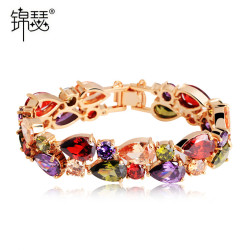 錦瑟 矇娜麗莎鋯石手鏈歐美ins女士簡約手飾彩虹配飾