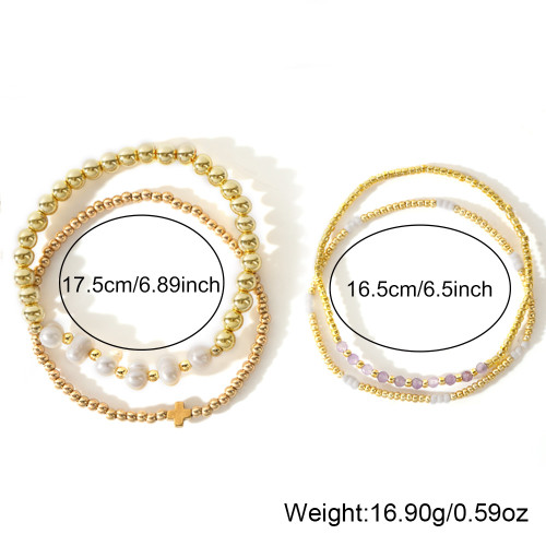 新款鐵膽石金紅綠寶半寶石十字架珠手鏈飾品四件套玉石