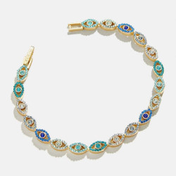 歐美新款時尚惡魔之眼睛彩鑽獨特個性化創意滴油工藝手鏈配飾