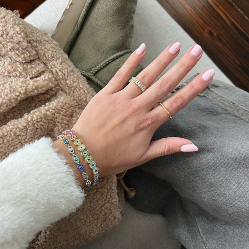 歐美新款時尚惡魔之眼睛彩鑽獨特個性化創意滴油工藝手鏈配飾