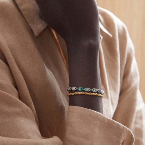 歐美新款時尚惡魔之眼睛彩鑽獨特個性化創意滴油工藝手鏈配飾