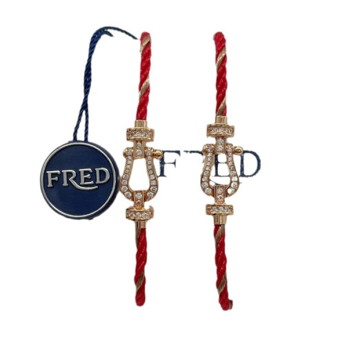 Force費雷德馬蹄釦紅繩滿鑽手鐲手環鋼絲手鏈男女款本命年18K玫瑰